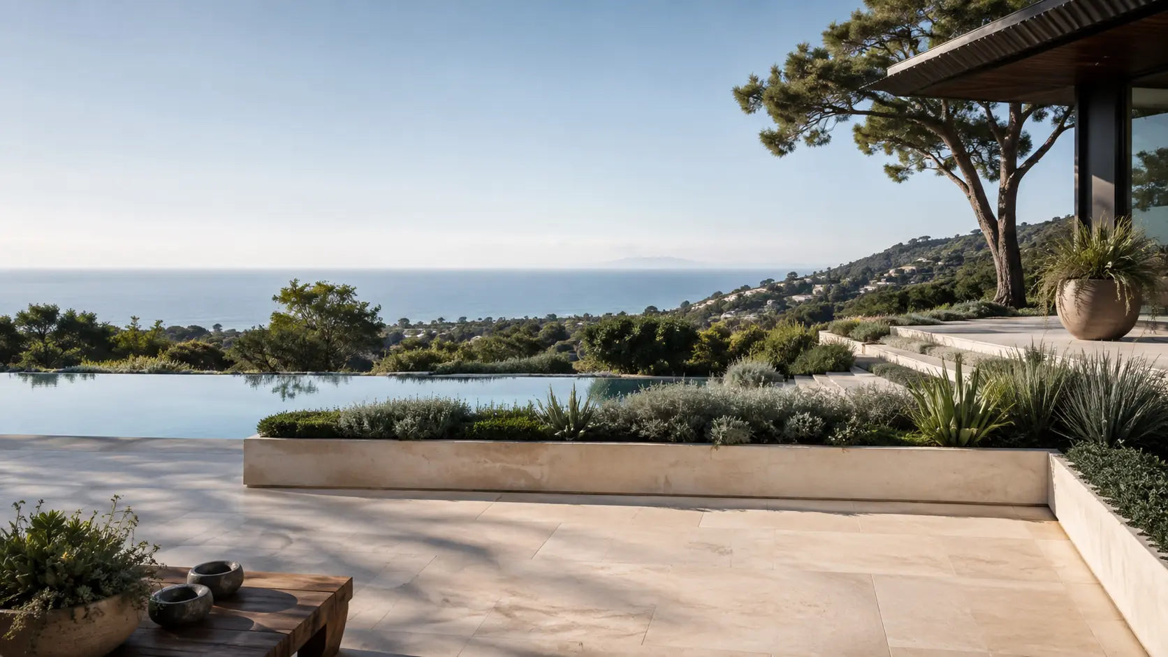 Concept image of a quiet outdoor terrace after the Ascent wall has retracted completely from view
