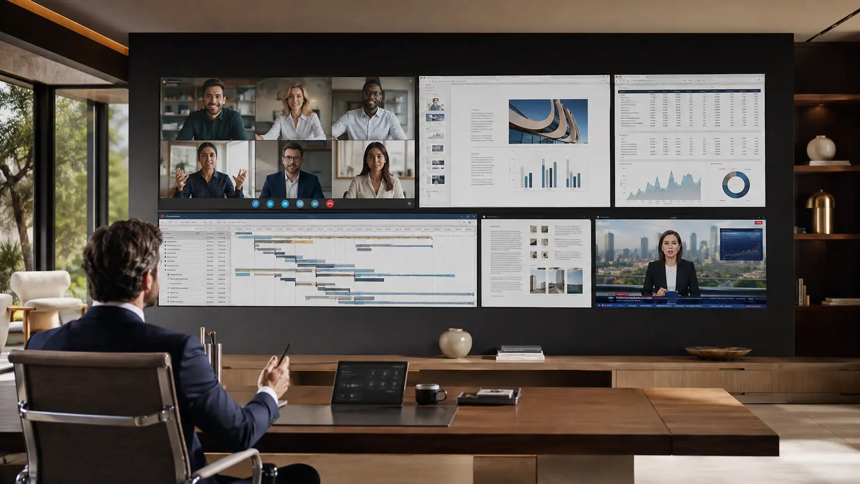 Concept of a wide MicroLUX Office collaboration workspace