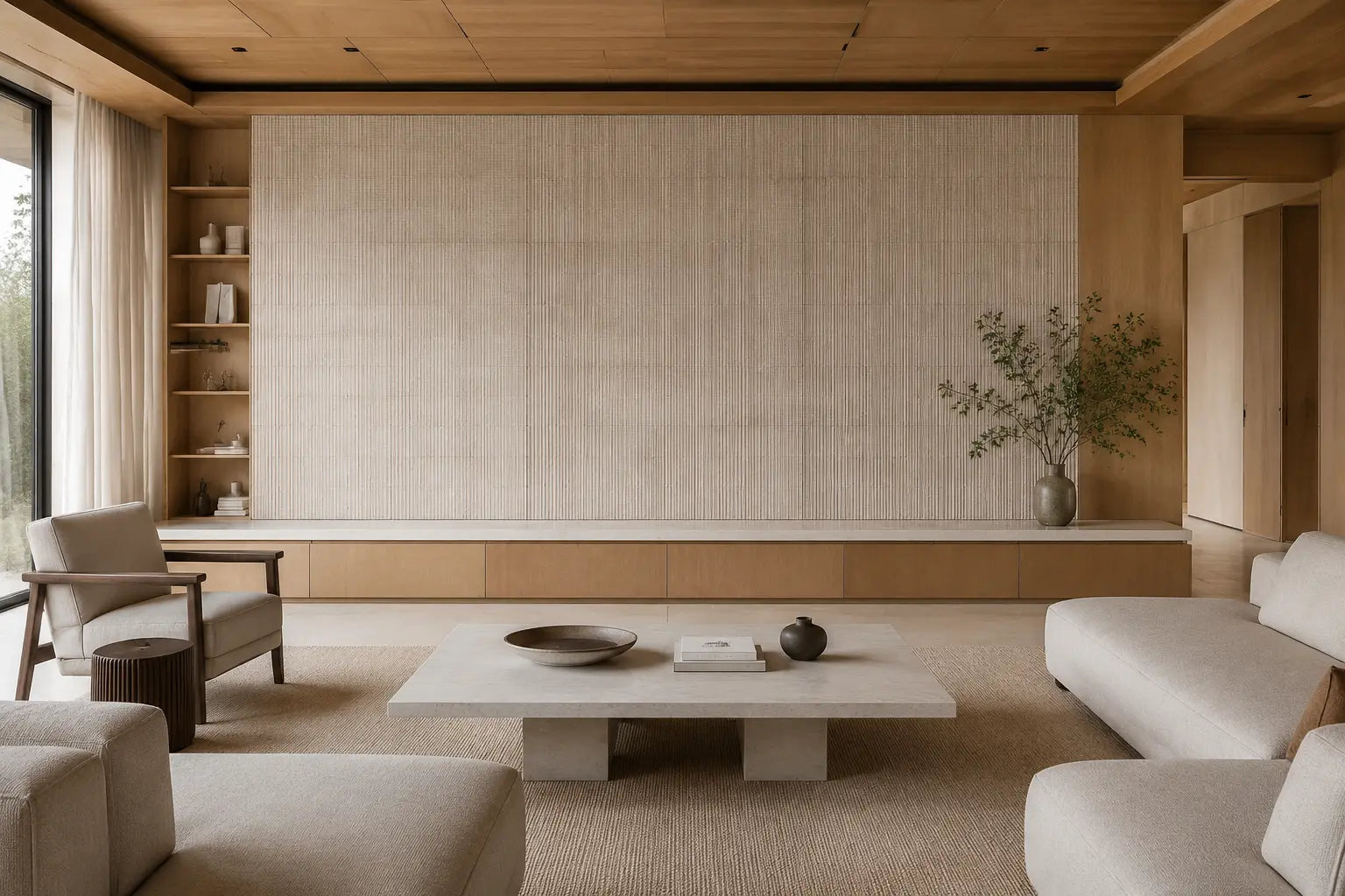 Concept visualization of an Illusion Optics wall matched to the surrounding room while idle