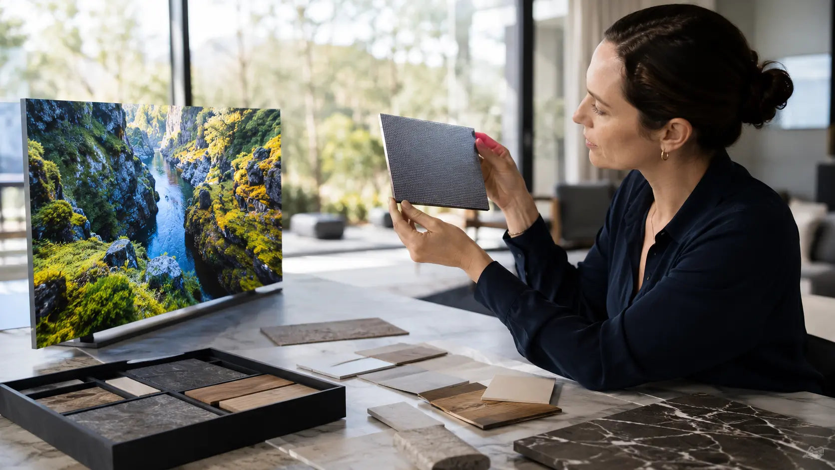 Concept visualization of a hands-on MicroLED panel demonstration with visible modular construction